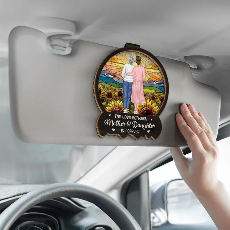 Custom Name Mother Daughter Sunflower Gifts - Personalized Car Visor Clip