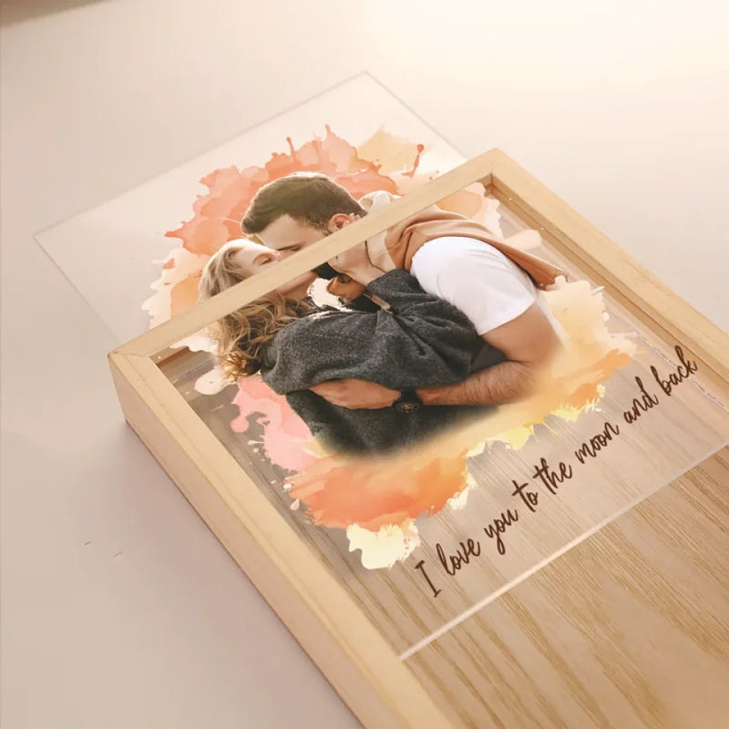 Custom Photo Home Is Wherever I'm With You - Couple Personalized Custom Frame Light Box - Gift For Husband Wife, Anniversary