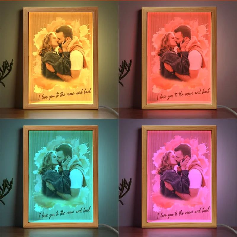 Custom Photo Home Is Wherever I'm With You - Couple Personalized Custom Frame Light Box - Gift For Husband Wife, Anniversary