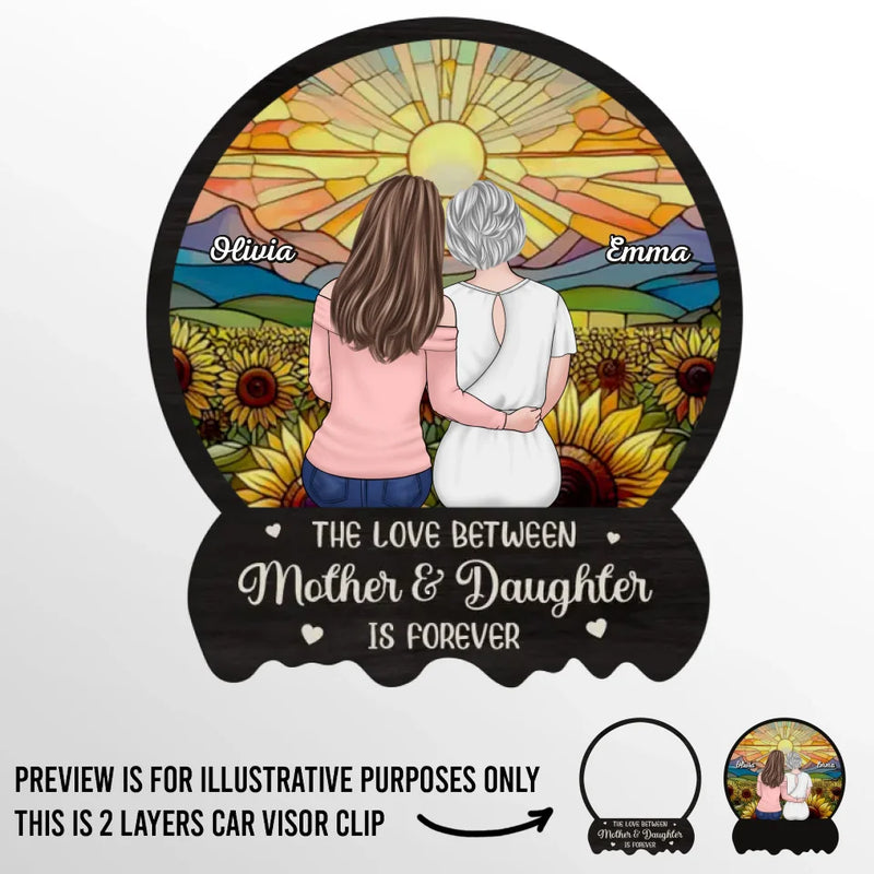 Custom Name Mother Daughter Rainbow Gifts - Personalized Car Visor Clip