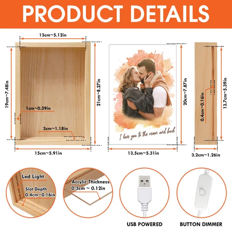 Custom Photo Home Is Wherever I'm With You - Couple Personalized Custom Frame Light Box - Gift For Husband Wife, Anniversary