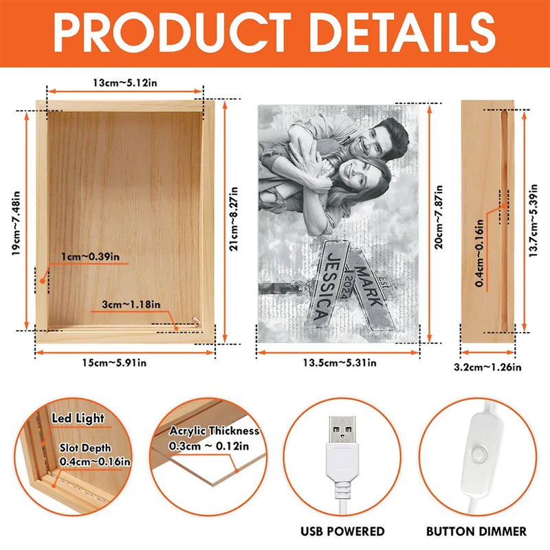 Custom Photo Together, We Can Conquer Anything - Couple Personalized Custom Frame Light Box - Gift For Husband Wife, Anniversary