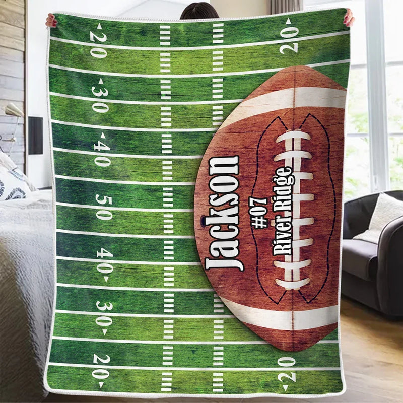 Custom Name Football Field Design - Personalized Blanket