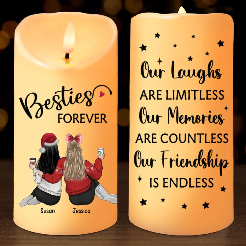 Our Friendship Is Endless - Bestie Personalized Custom LED Candle - Christmas Gift For Best Friends, BFF, Sisters