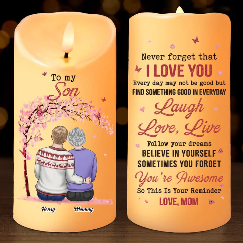 Never Forget That I Love You - Family Personalized Custom LED Candle - Christmas Gift For Mom, Daughter