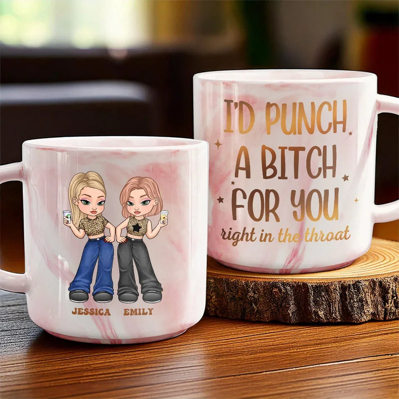 I Love My Crazy Best Friends - Bestie Personalized Custom Marble Mug - Gift For Best Friends, BFF, Sisters