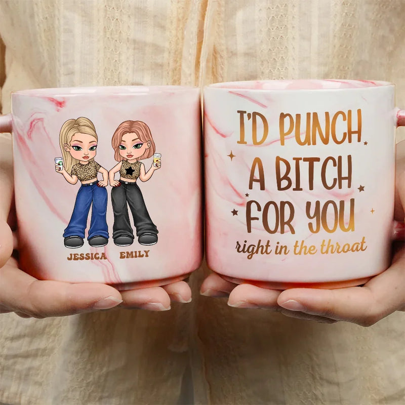 I Love My Crazy Best Friends - Bestie Personalized Custom Marble Mug - Gift For Best Friends, BFF, Sisters