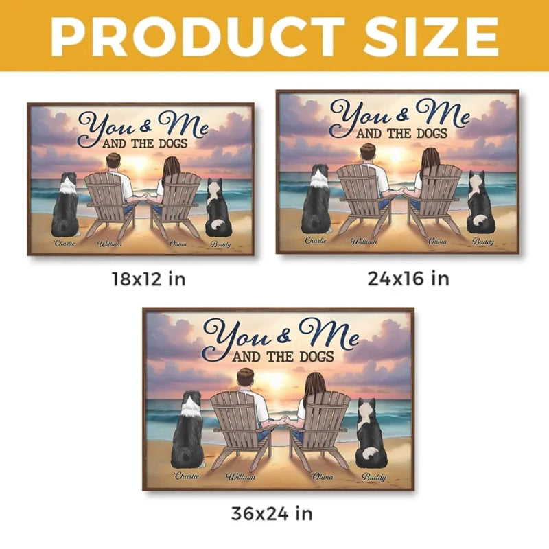 Custom Couple and Dog Family Beach Decor - Personalized Poster