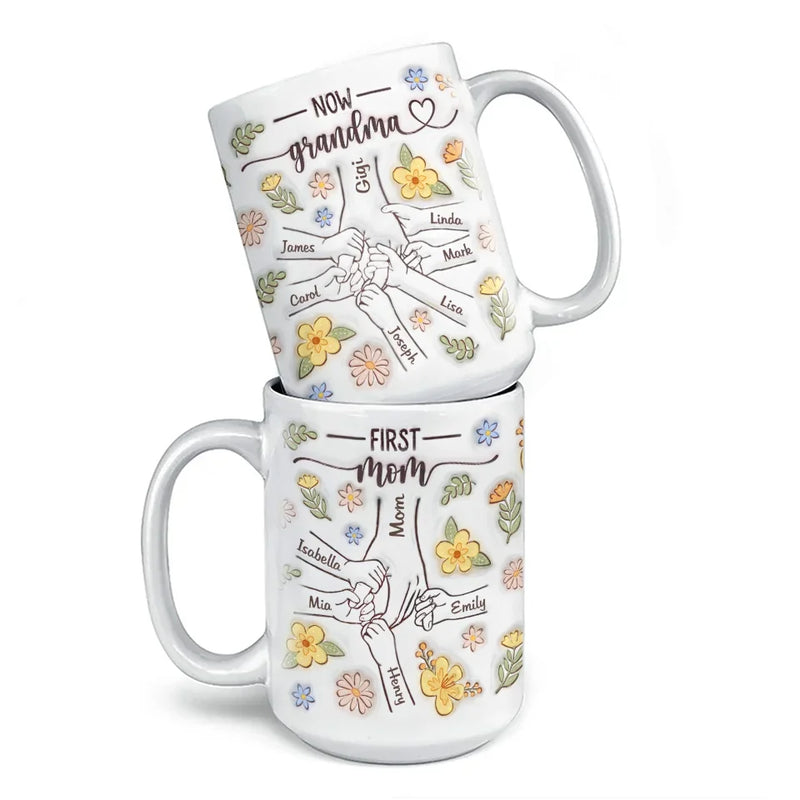 A Grandma’s Love Knows No Bounds - Family Personalized Custom 3D Inflated Effect Printed Mug - Gift For Mom, Grandma