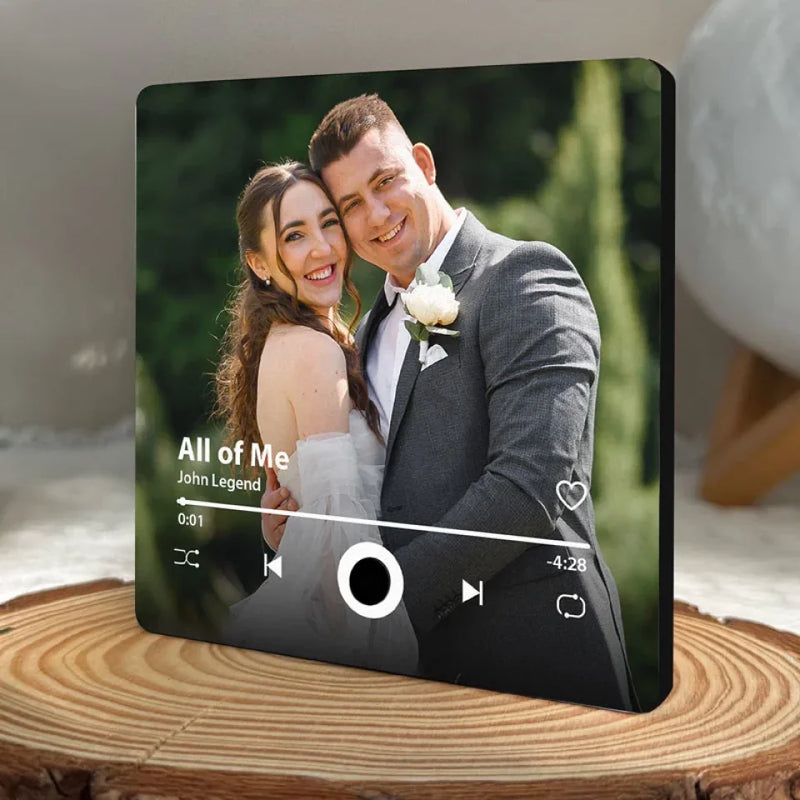 Custom Photo Together As One - Couple Personalized Custom Music Fridge Magnet That Can Play Songs - Gift For Husband Wife, Anniversary