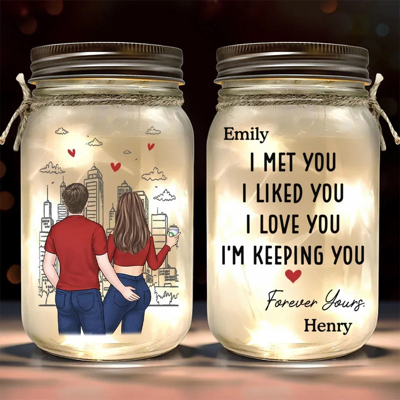 You’re Not Just My Everything, You’re My Forever - Couple Personalized Custom Mason Jar Light - Gift For Couple, Husband Wife, Anniversary