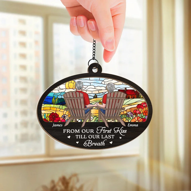 With You, Every View Is Perfect - Couple Personalized Window Hanging Suncatcher Ornament - Gift For Husband Wife, Anniversary