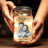 Custom Photo Our Love Is The Real Masterpiece Here - Couple Personalized Custom Mason Jar Light - Gift For Husband Wife, Anniversary
