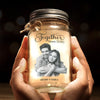 Custom Photo Our Love Is The Real Masterpiece Here - Couple Personalized Custom Mason Jar Light - Gift For Husband Wife, Anniversary