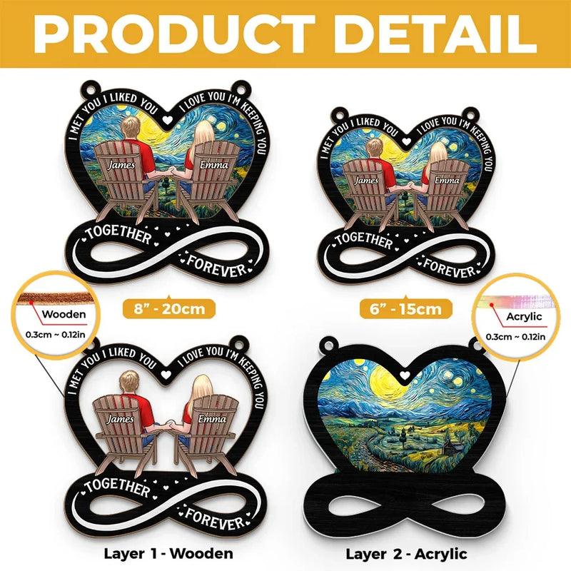 Custom Name Couple Love Together Forever Gifts - Personalized Suncatcher Ornament