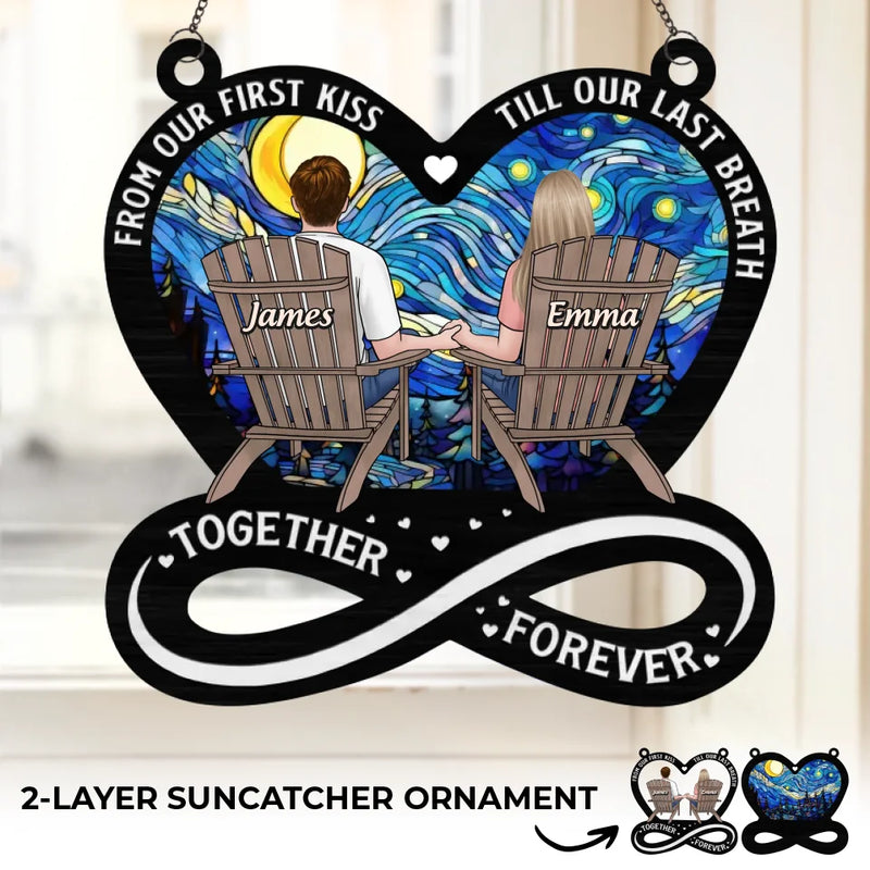 Custom Name Couple Love Together Forever Gifts - Personalized Suncatcher Ornament
