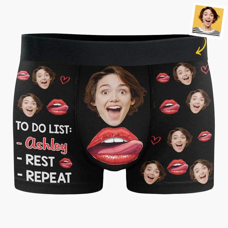 Custom Photo Our Laughter Is My Favorite Melody - Couple Personalized Custom Boxer Briefs, Men's Boxers - Gift For Husband Wife, Anniversary