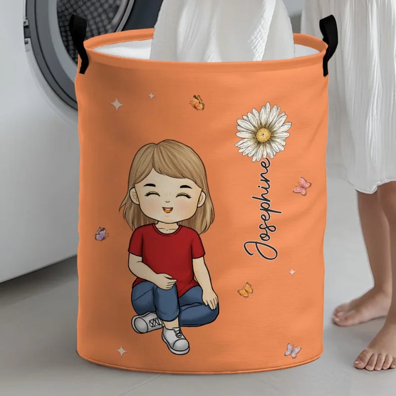Custom Name Cartoon Girl Gifts for Kids - Personalized Laundry Basket