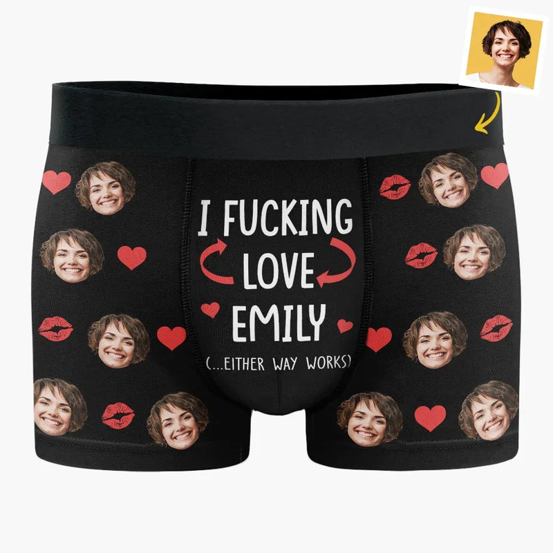 Custom Photo When You Laugh, My World Sings Along - Couple Personalized Custom Boxer Briefs, Men's Boxers - Gift For Husband Wife, Anniversary