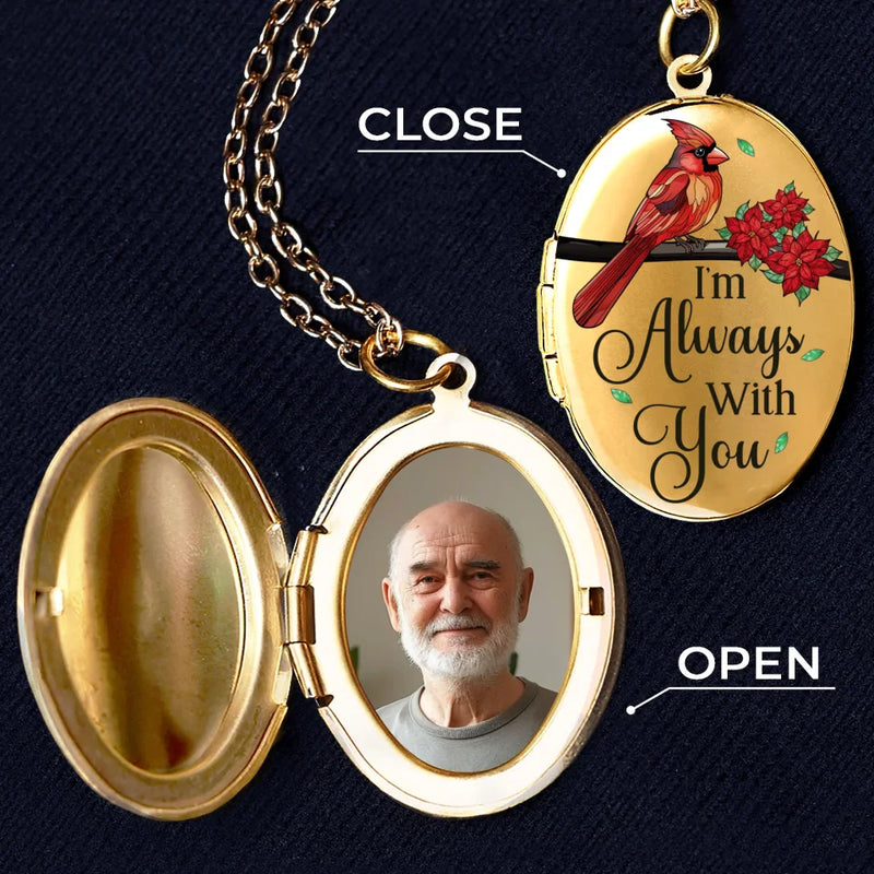 Custom Photo I'm Always With You - Memorial Personalized Custom Locket Necklace - Sympathy Gift For Family Members