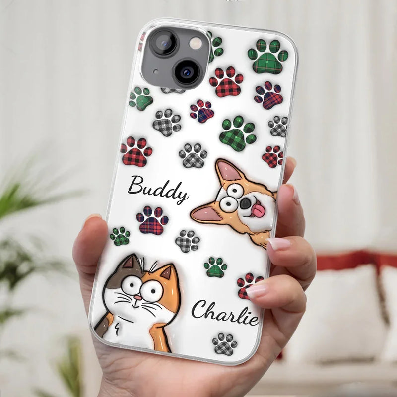 Custom Name Cat Paw Print Gifts for Cat Lovers - Personalized Phone Case