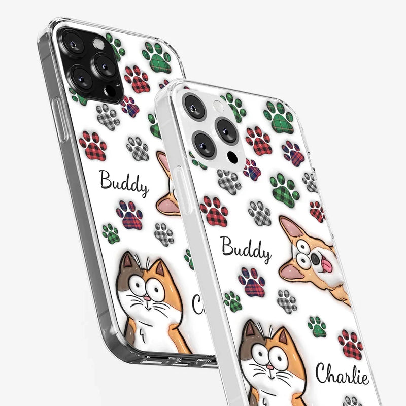 Custom Name Cat Paw Print Gifts for Cat Lovers - Personalized Phone Case