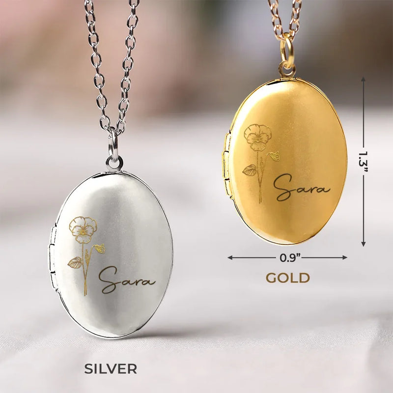 Custom Photo Floral Gifts for Women - Personalized Locket Necklace