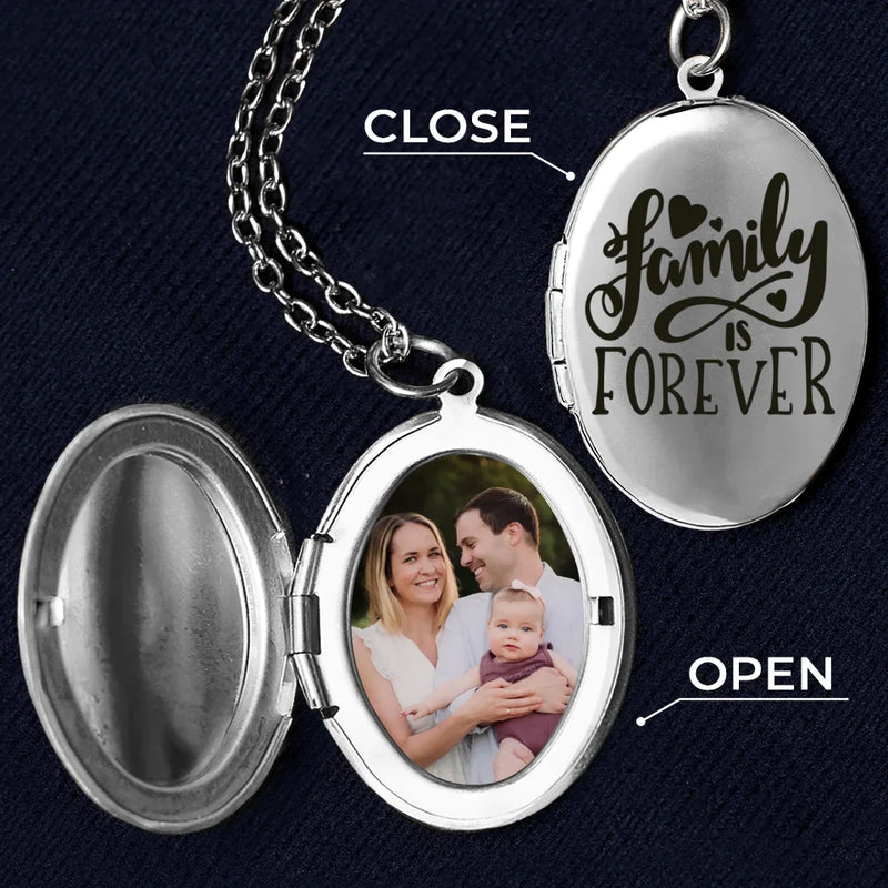 Custom Photo Family Is Forever - Family Personalized Custom Locket Necklace - Gift For Family Members