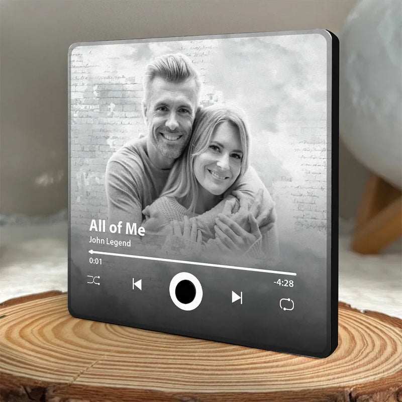 Custom Photo I Know What True Love Is Because Of You - Couple Personalized Custom Music Fridge Magnet That Can Play Songs - Gift For Husband Wife, Anniversary