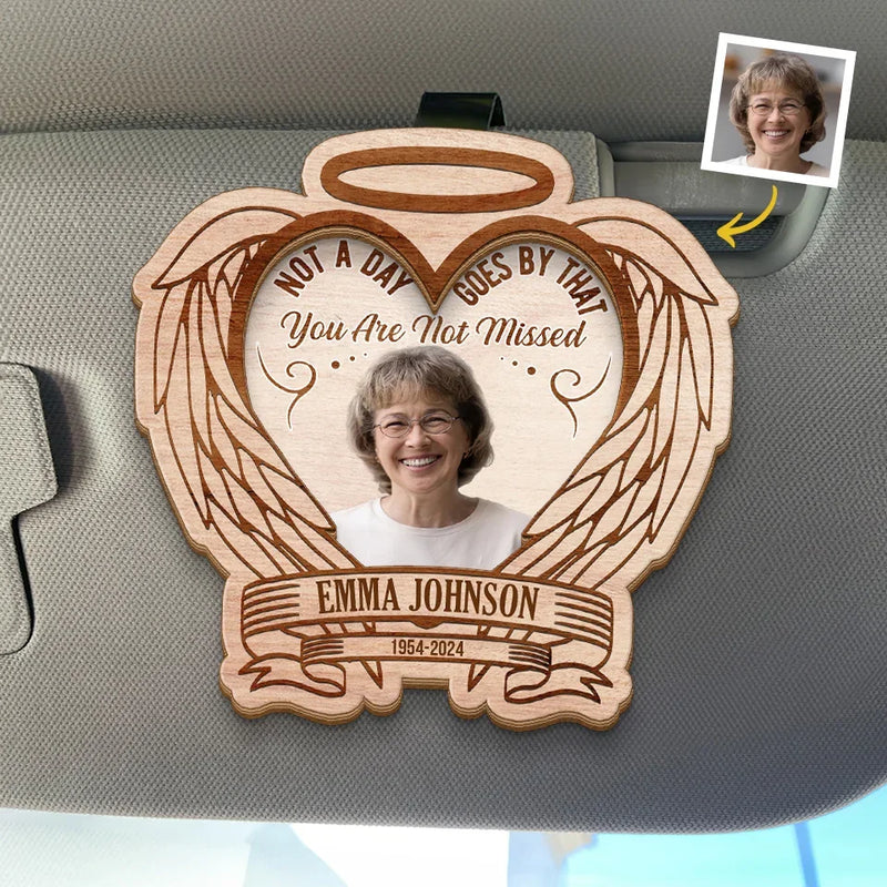 Custom Photo Not A Day Goes By That You Are Not Missed - Memorial Personalized Custom Car Visor Clip - Sympathy Gift For Family Members