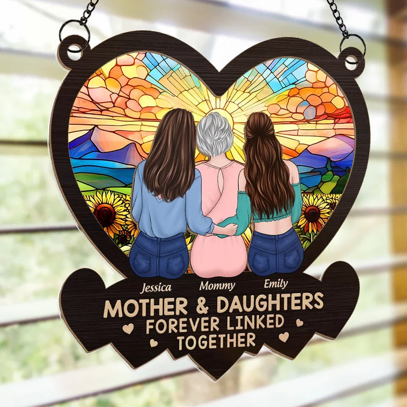 You Make My Heart Smile - Family Personalized Window Hanging Suncatcher - Gift For Mom, Daughter