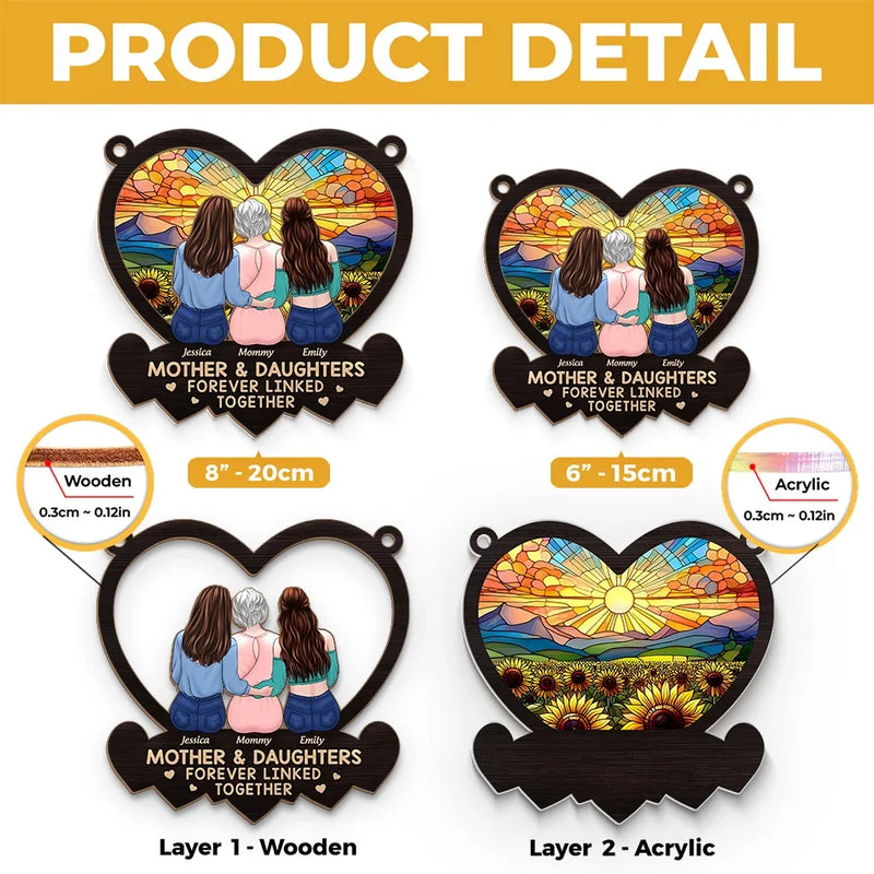 You Make My Heart Smile - Family Personalized Window Hanging Suncatcher - Gift For Mom, Daughter