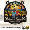 Daughters Fill A Mother’s Heart Forever - Family Personalized Window Hanging Suncatcher Ornament - Gift For Mom, Daughter