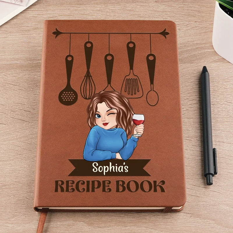The Best Meals Are Made With Grandma’s Touch - Family Personalized Custom Leather Journal - Gift For Mom, Grandma