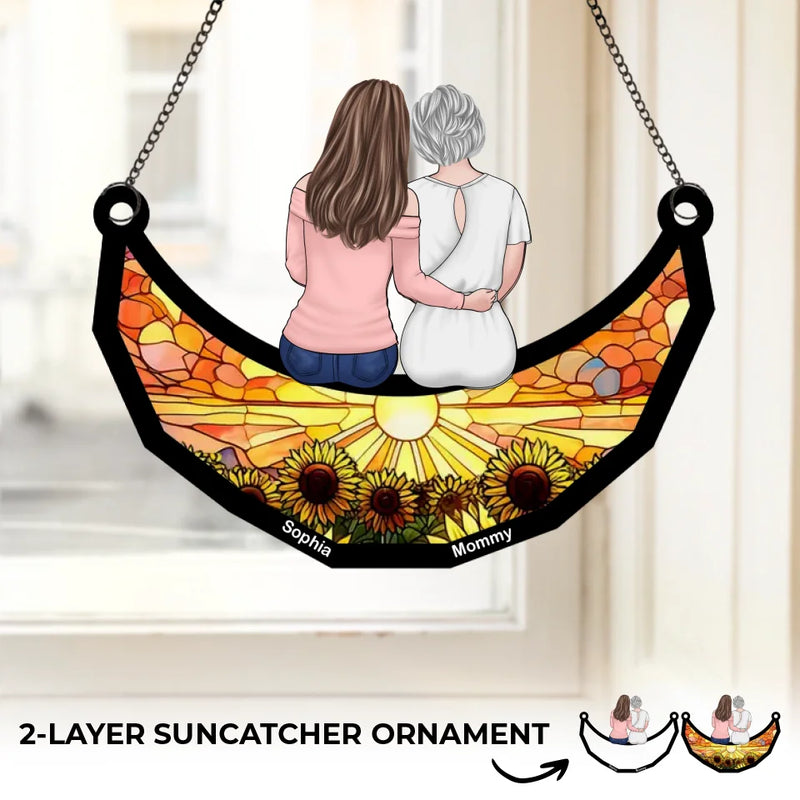 Forever My Girl, Always My Friend - Family Personalized Window Hanging Suncatcher - Gift For Mom, Daughter