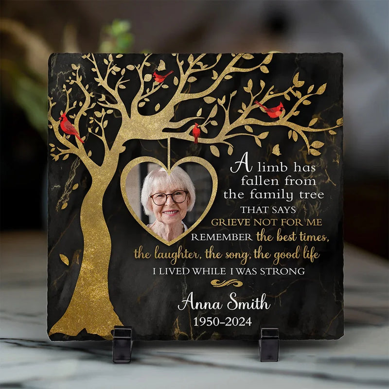 Custom Photo Memorial Tree Remembrance Decor - Personalized Stone With Stand