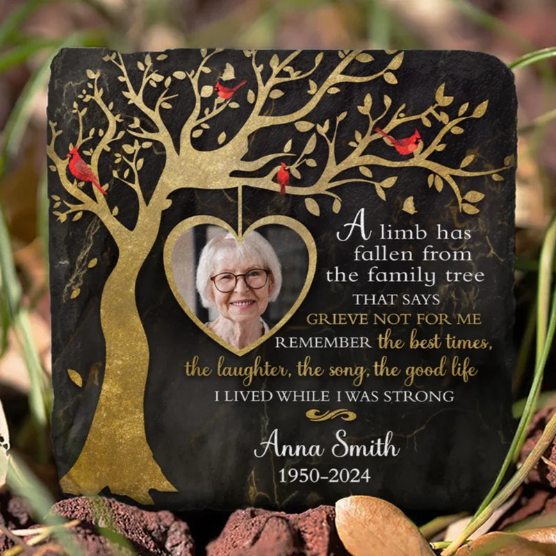 Custom Photo Memorial Tree Remembrance Decor - Personalized Stone With Stand