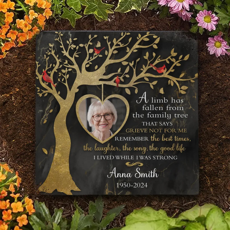 Custom Photo Memorial Tree Remembrance Decor - Personalized Stone With Stand
