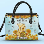Custom Name Sunflower Grandma Gifts - Personalized Leather Handbag