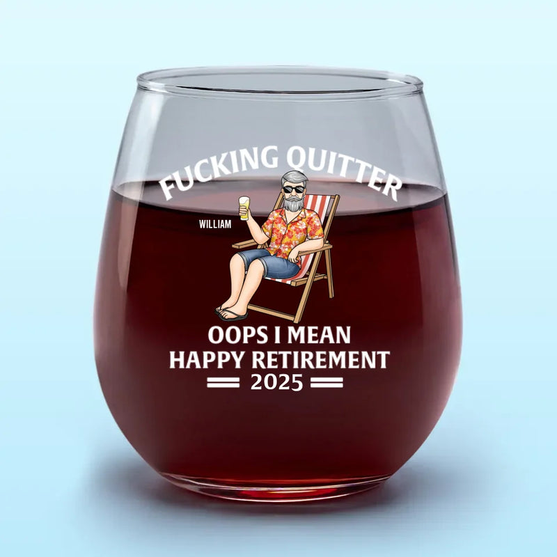 Enjoy Never Having To Set An Alarm Again - Personalized Custom Wine Glass - Appreciation, Retirement Gift For Coworkers, Work Friends, Colleagues