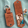 Custom Photo With You, Love Feels Endless - Couple Personalized Custom Engraved Leather Keychain - Gift For Husband Wife, Anniversary