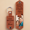 Custom Photo With You, Love Feels Endless - Couple Personalized Custom Engraved Leather Keychain - Gift For Husband Wife, Anniversary