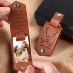 Custom Photo Couple Gifts - Personalized Engraved Leather Keychain