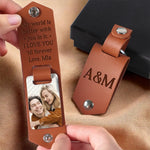 Custom Photo Couple Love Gifts - Personalized Engraved Leather Keychain