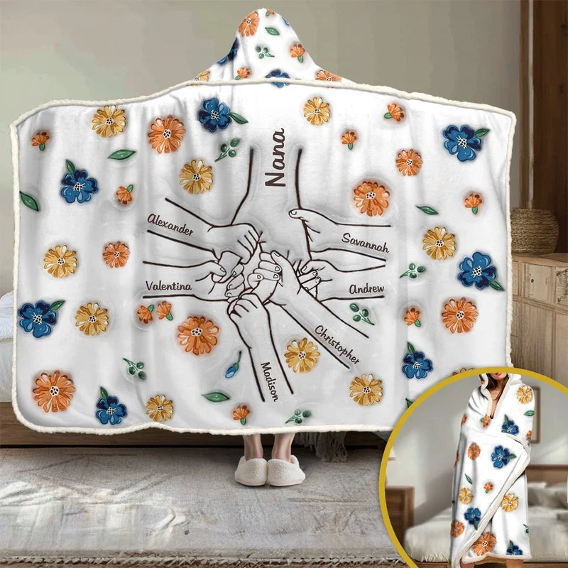 Holding Hands Is A Reminder That We Are All Connected - Family Personalized Custom 3D Inflated Effect Printed Snuggle Blanket, Hoodie Blanket - Gift For Family Members