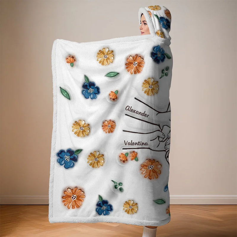 Custom Name Holding Hands Gifts for Family - Personalized Snuggle Blanket