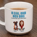 Custom Name Girl and Her Dog Gifts - Personalized Pottery Mug