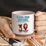 Custom Name Girl and Her Dog Gifts - Personalized Pottery Mug