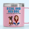A Girl And Her Dogs Share A Language That Doesn’t Need Words - Dog Personalized Custom 14oz Stainless Steel Tumbler With Handle - Gift For Pet Owners, Pet Lovers
