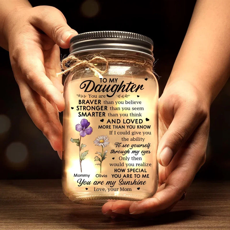 Custom Name Daughter Gifts from Mom - Personalized Mason Jar Light